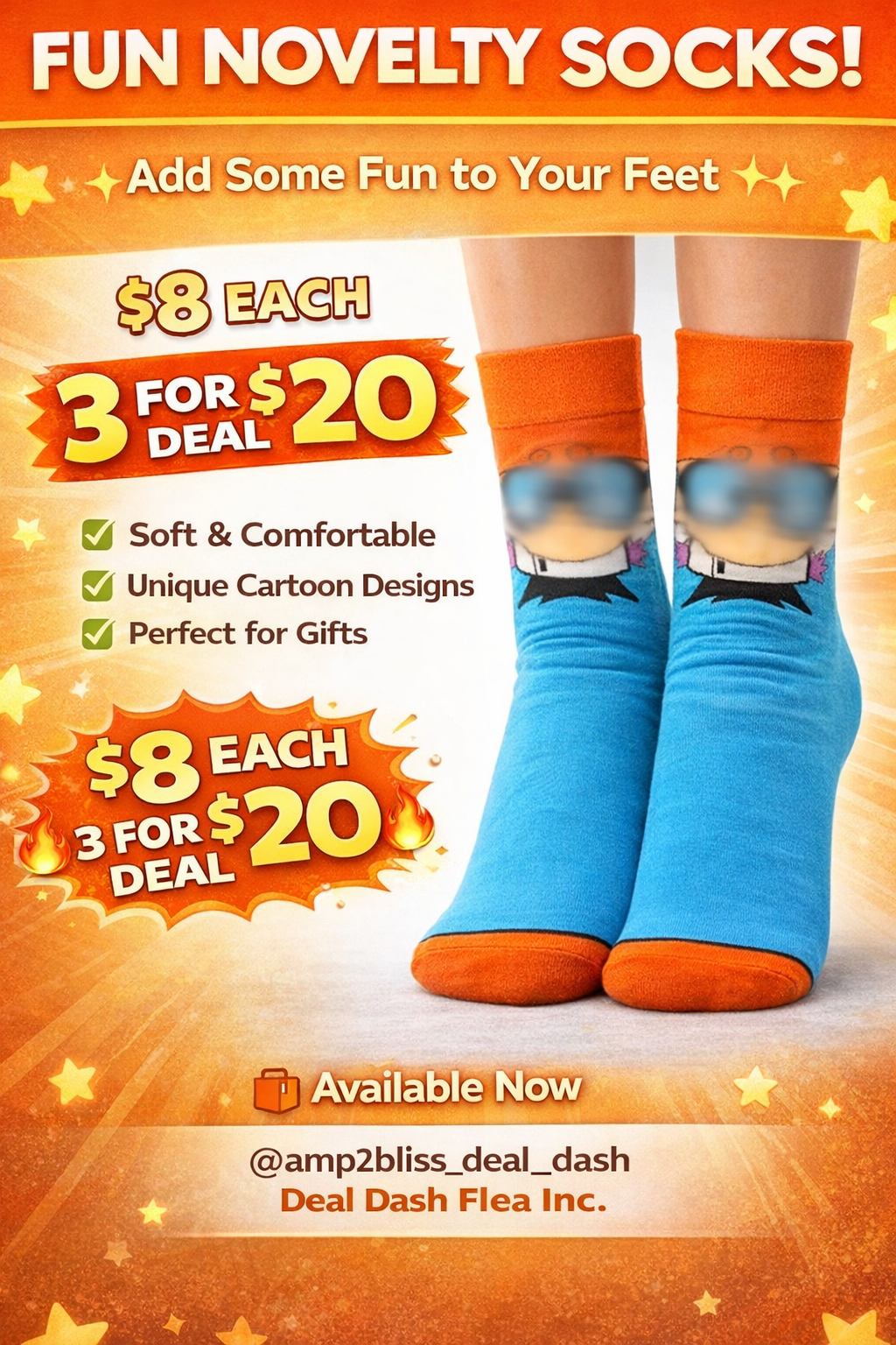 Novelty Fun Socks  🧦 - Relive Your Favorite Childhood Memories by scrolling Through Our 38 Different Variations of Nostalgic Socks! Buy 2 Pairs Get a Discount On The 3rd!